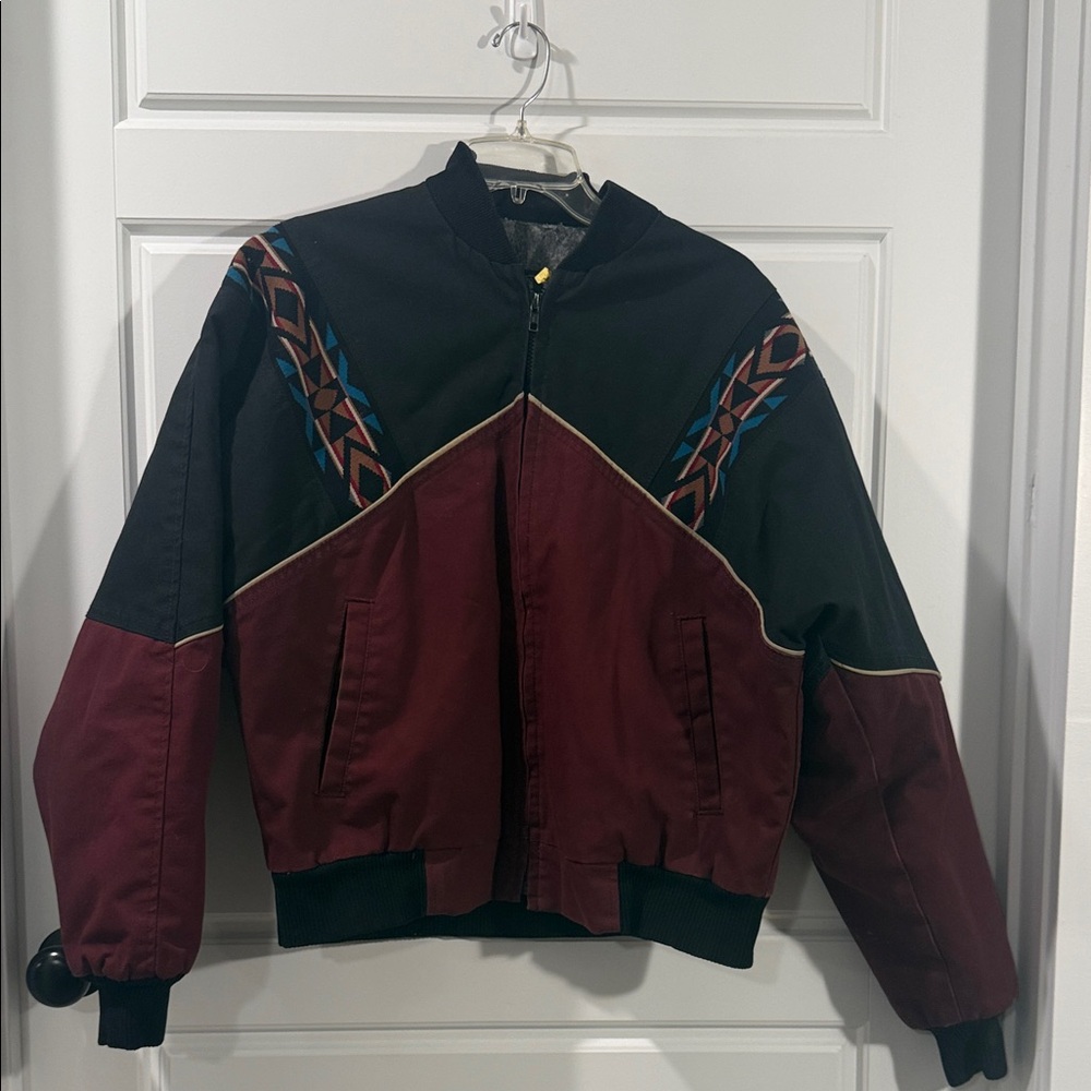 VTG DAVID JAMES Aztec Print Jacket Blanket Lined medium